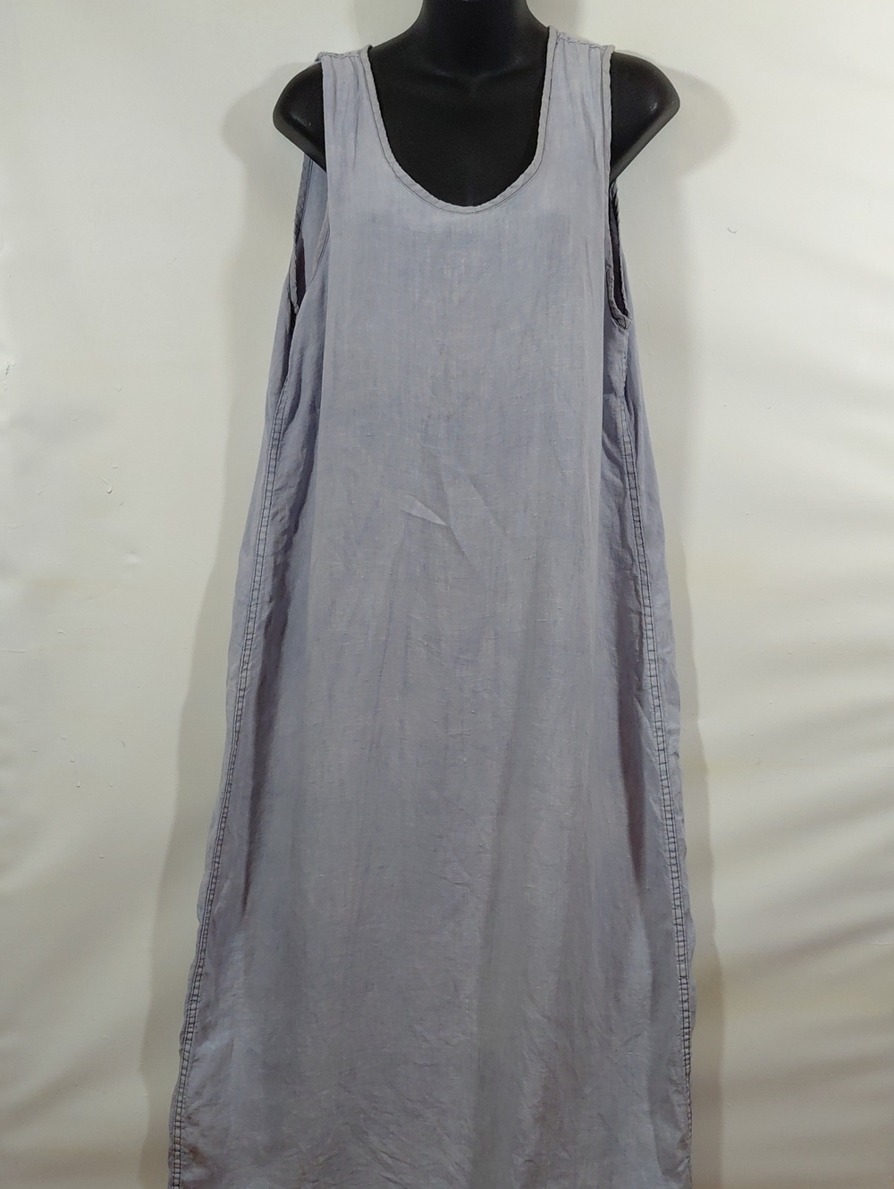 Cynthia Ashby Light Blue Sleeveless Linen Maxi Tank Dress Minimalist XL
